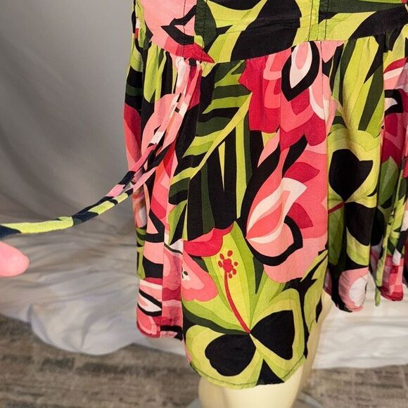 Vintage NANETTE LEPORE SILK Lotus Floral Corset Style Mini Skirt Size 4 - Picture 3 of 12